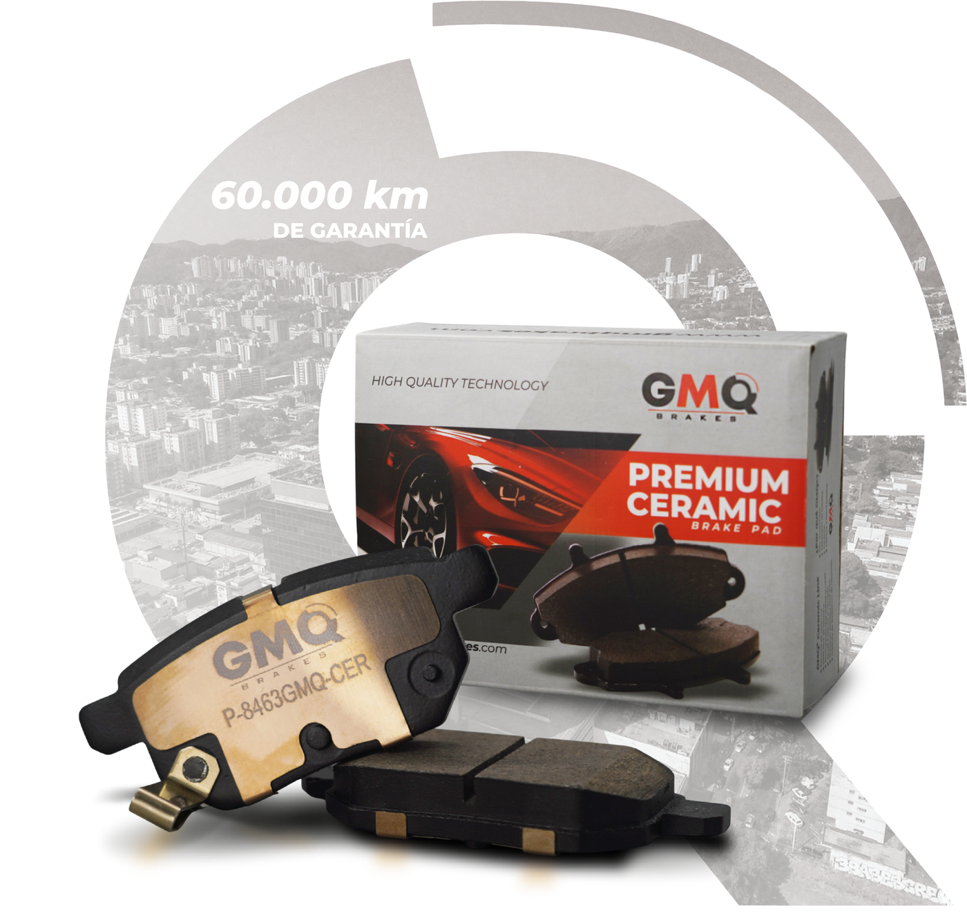 Pastillas de freno GMQ Premium Ceramic, 60.000 km de garantía